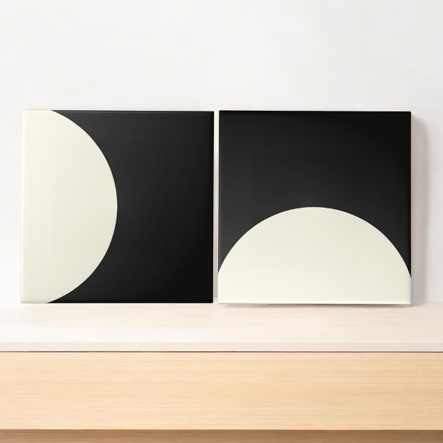 Moderner Abstrakter geometrischer Kreis Schwarz/We Fliese (Von Creator hochgeladen)