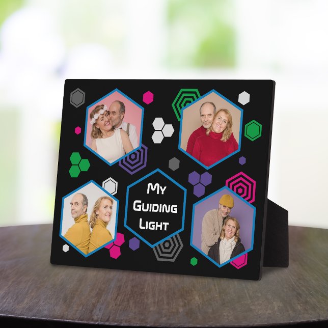 Moderner Abstrakter Hexagon-Fotocollage Vatertag Fotoplatte (Von Creator hochgeladen)