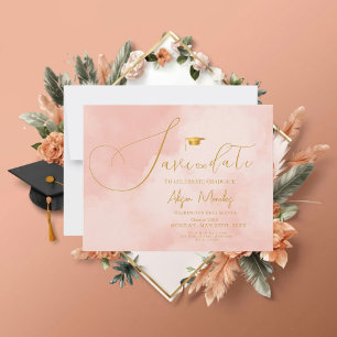 Moderner Abstrakter Peach Fuzz Abschluss Save The Date