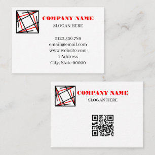 Moderner abstrakter roter schwarzer Linien-QR-Code Visitenkarte