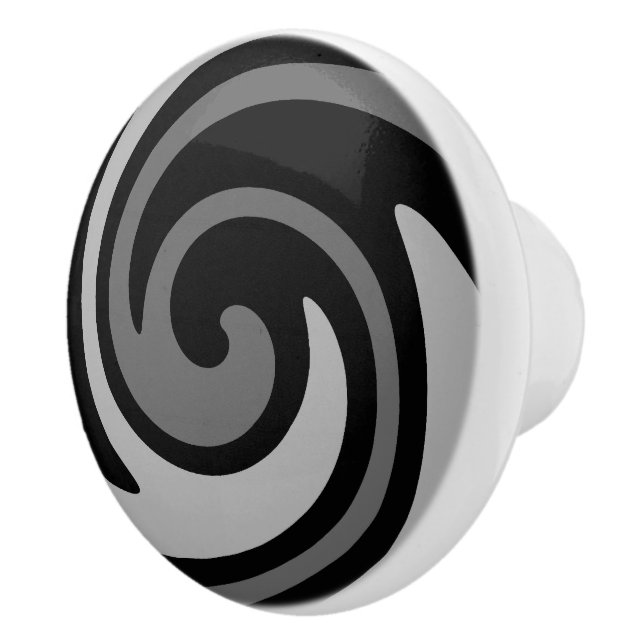 Moderner abstrakter Schwarz-Grau-Swirl Keramikknauf (Rechts)