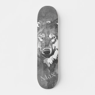 Moderner abstrakter Schwarz-weißer Wolf Skateboard