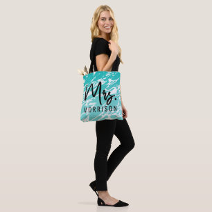 Moderner abstrakter Seafoam aquamariner weißer Tasche
