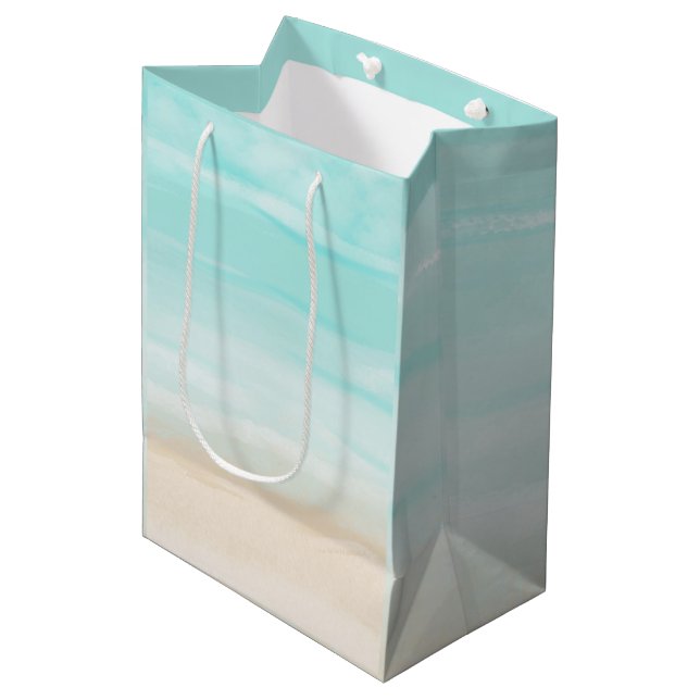 Moderner Abstrakter Strand Mittlere Geschenktüte (Vorderseite Schrägansicht)