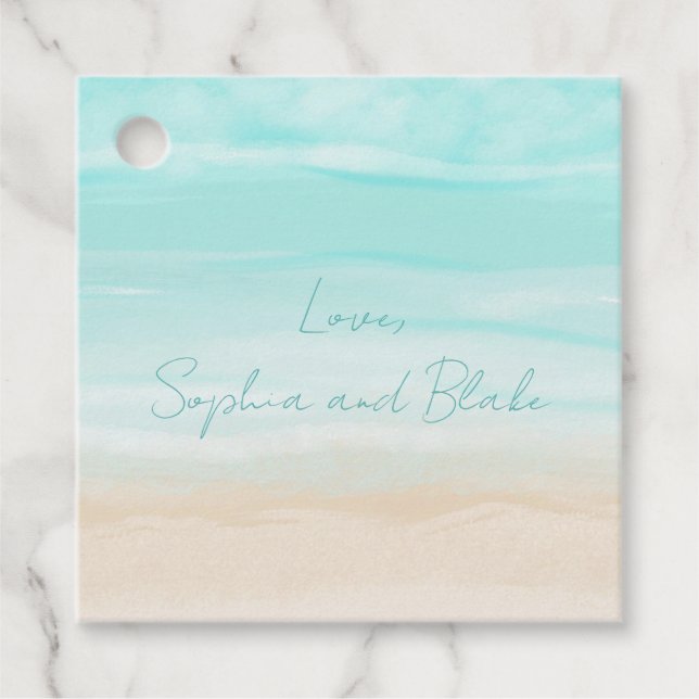 Moderner Abstrakter Strand Personalisiert Hochzeit Geschenkanhänger (Vorderseite)