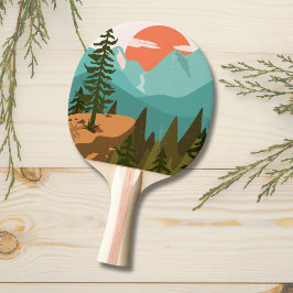 Moderner Abstrakter Wald, Gebirge und Sonnenaufgan Tischtennis Schläger