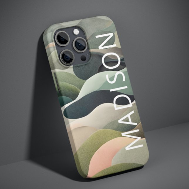 Moderner Abstrakter Wavy Muster Personalisierter N Case-Mate iPhone 14 Plus Hülle (Von Creator hochgeladen)