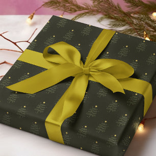 Moderner Abstrakter Weihnachtsbaum Dunkelgrüner Ur Geschenkpapier