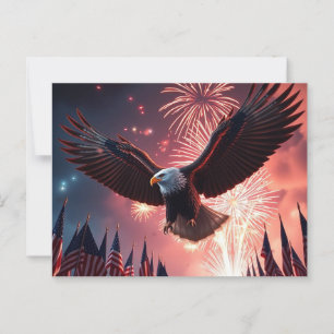 Moderner Adler und Feuerwerk AMERICA 4. Juli  Postkarte