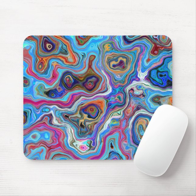 Moderner agate Marmor Elegantes blaues Muster Tren Mousepad (Mit Mouse)