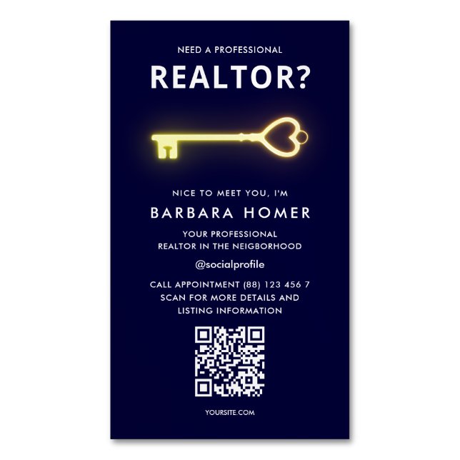 Moderner Agent Real Anwesen Realtor Ernennung Magnetische Visitenkarte (Vorderseite Vertikal)