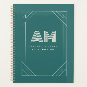 Moderner Alexandrit Türkis Geometrischer Monogramm Planer