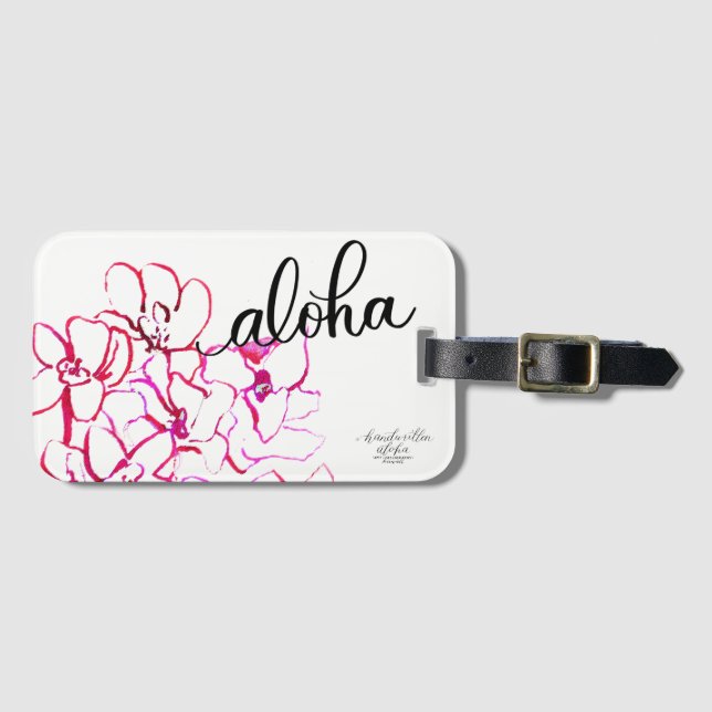 Moderner Aloha Orchideen-Blumen-Gepäck-Umbau Gepäckanhänger (Vorderseite (Horizontal))
