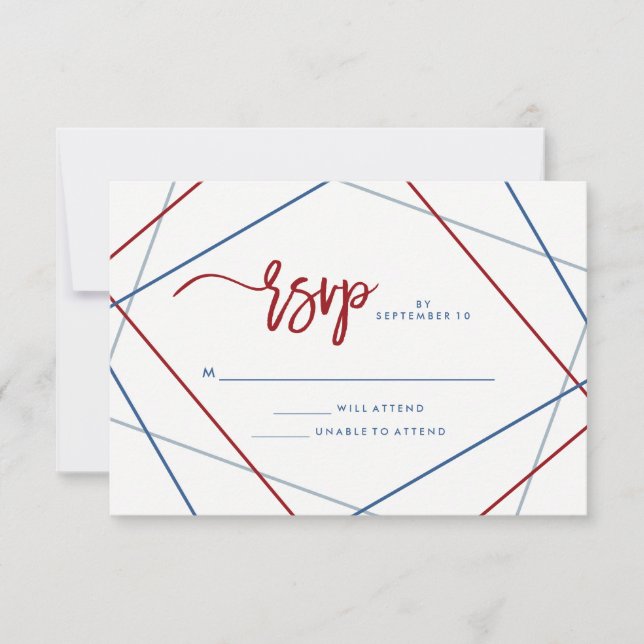 Moderner Amerikaner | Patriotic Geometric Wedding  RSVP Karte (Vorderseite)