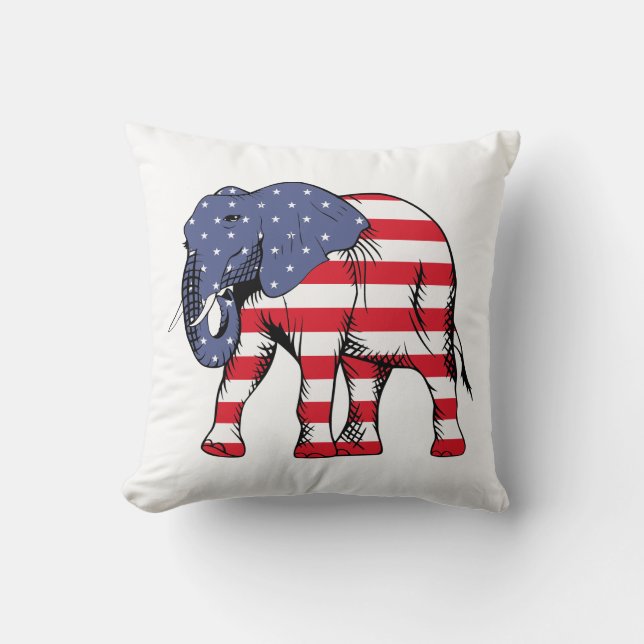 Moderner amerikanischer FlaggenElefant Kissen (Vorderseite)