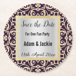 MODERNER APRICOT NAVY SAVE THE DATE UNTERSETZER