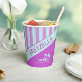 Moderner, Aquamarin rosa Streifen Papier Cup Pappbecher