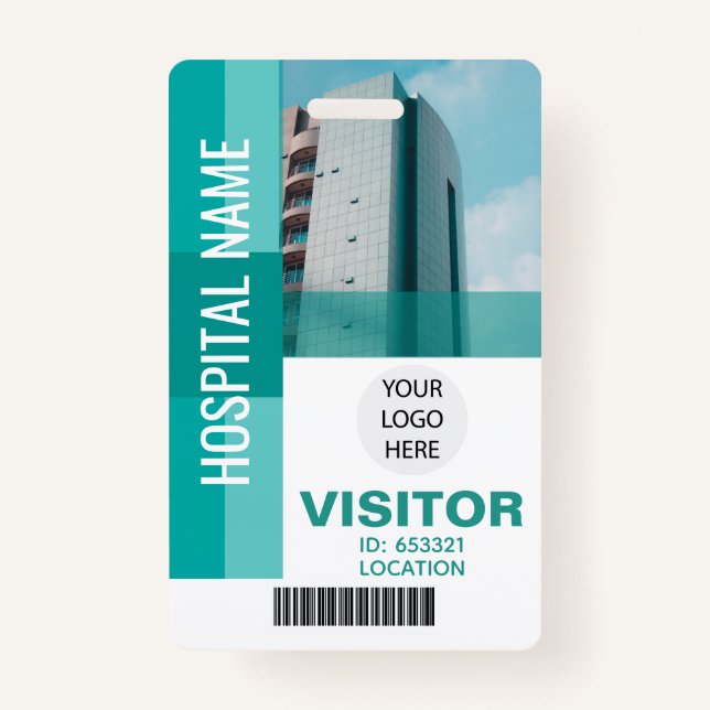 Moderner Aquamariner Bar-Code, Logo-ID Ausweis (Vorderseite)