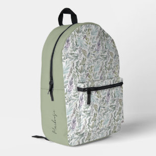 Moderner Aquamariner botanischer Muster-Individuel Bedruckter Rucksack