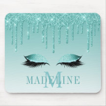 Moderner Aquamariner Glitzer Lashes Monogram