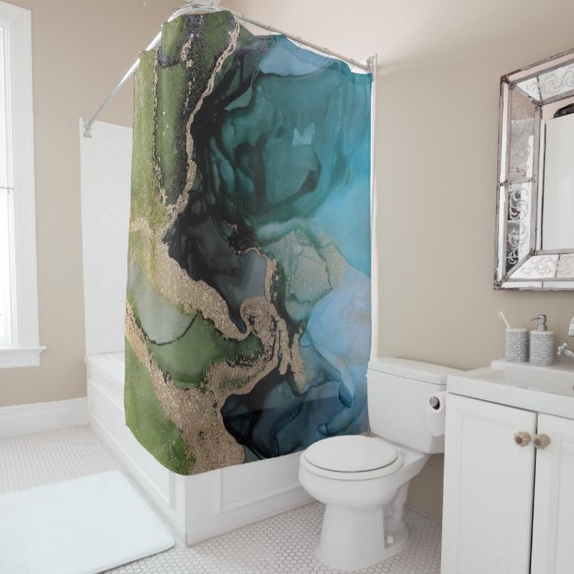 Moderner Aquamariner grüner Duschvorhang (Beispiel)