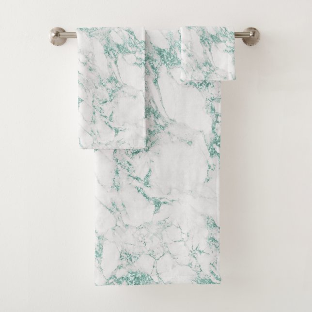 Moderner Aquamariner grüner Glitzer Badhandtuch Set (Insitu)
