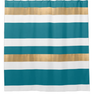 Moderner Aquamariner White and Gold Duschvorhang