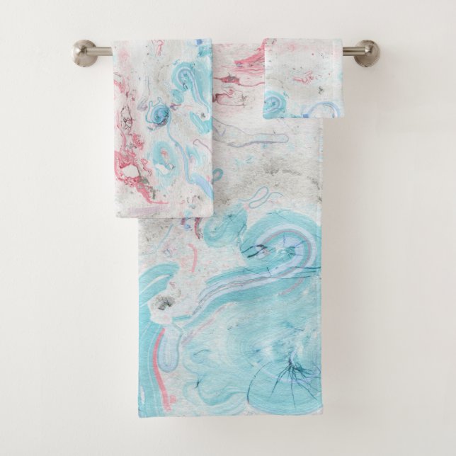 Moderner Aquarell-Marmorbaddekor Badhandtuch Set (Insitu)