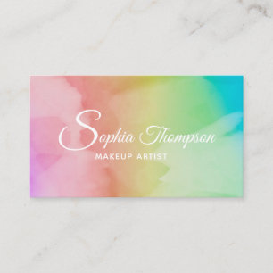 Moderner Aquarell-Skript-Regenbogen - Visitenkarte