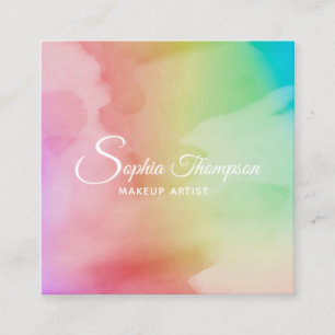 Moderner Aquarell-Skript-Regenbogen - Visitenkarte