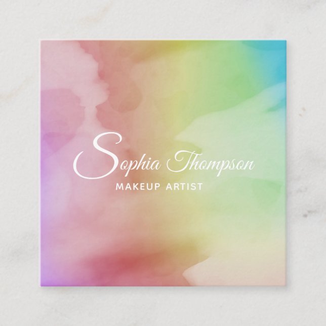 Moderner Aquarell-Skript-Regenbogen - Visitenkarte (Vorderseite)
