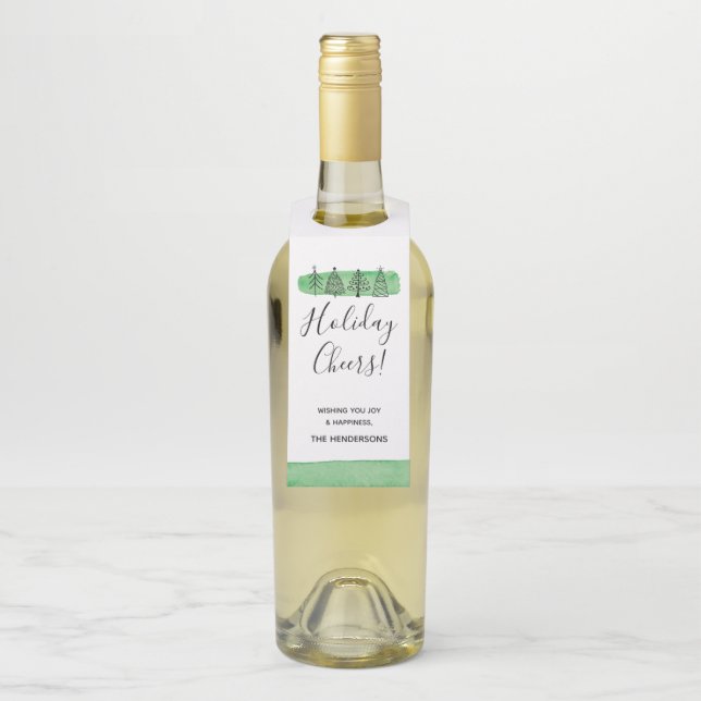 Moderner Aquarell-Weihnachtsflaschen-Umbau Flaschenanhänger (Auf Flasche)