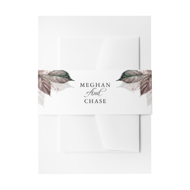 Moderner Aquarellfarben-Glitzer Foliage BarefootBr Einladungsbanderole (Vorderseite Beispiel)