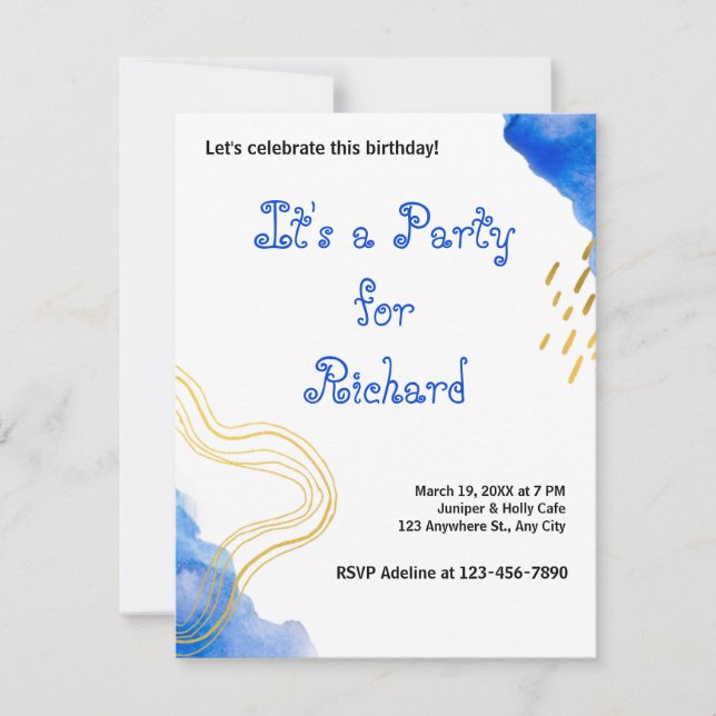 Moderner AquarellGeburtstag (Vorderseite)