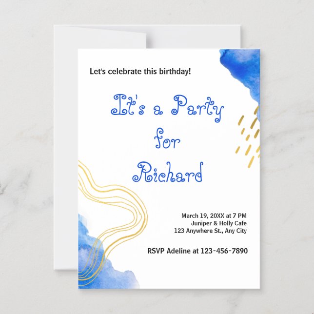 Moderner AquarellGeburtstag Magneteinladung (Vorderseite)