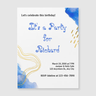 Moderner AquarellGeburtstag Magneteinladung
