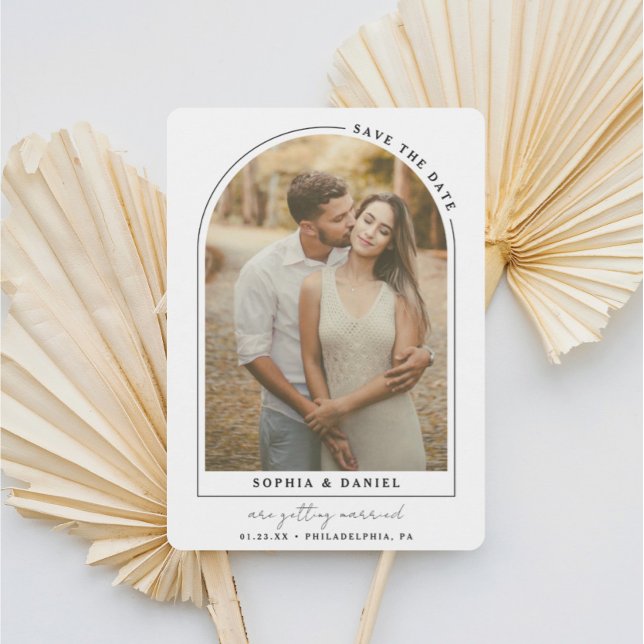 Moderner Arch Boho Arch mit Foto Save The Date (Von Creator hochgeladen)