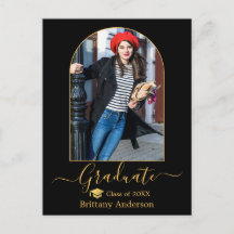 Moderner Arch Gold Cap Calligraphy Foto Abschluss