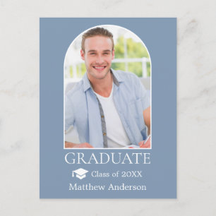 Moderner Arch Grad Cap Dusty Blue Abschluss Postkarte