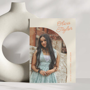 Moderner Arch Minimalistisch Orange Foto Abschluss Ankündigung