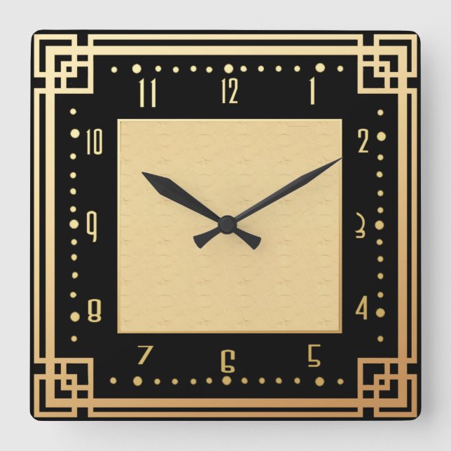 Moderner Art Deco Stil Quadratische Wanduhr (Vorderseite)