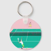Moderner Art Tennis Match Player Rosa Grün