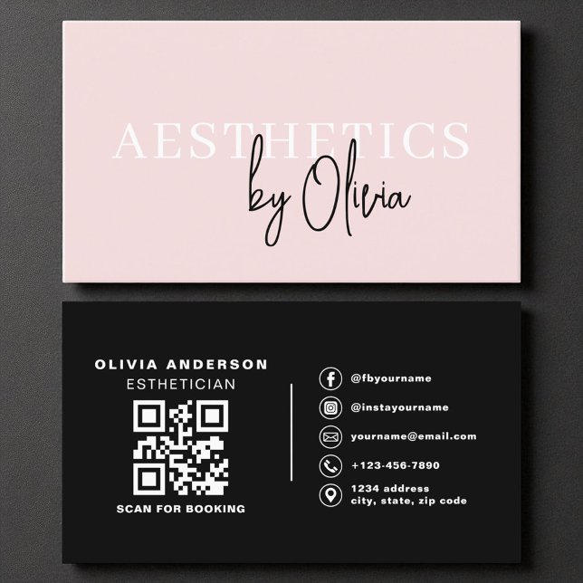 Moderner Arzt für Ersthetik QR-Code Rosa Visitenkarte (Von Creator hochgeladen)