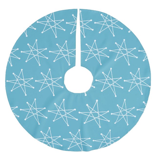 Moderner atomarer Weihnachtsstar Blue aus dem Mitt Polyester Weihnachtsbaumdecke (Vorderseite)