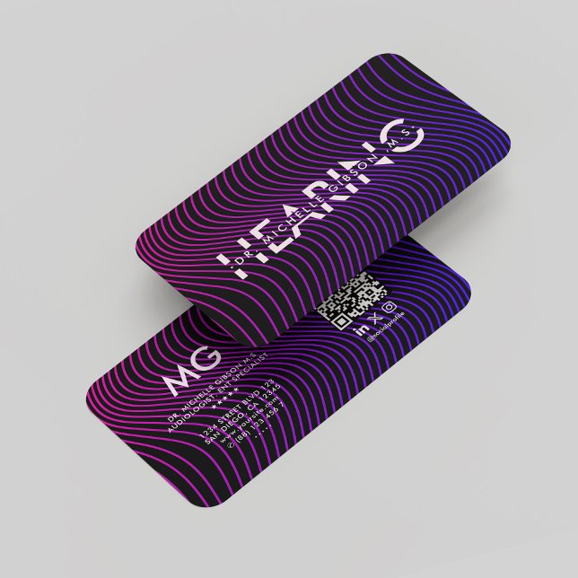 Moderner Audiologe HNO-Fachspezialist Lila Visitenkarte (Modern Audiologist Hearing ENT Specialist Purple Business Card
)