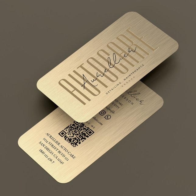 Moderner Auto Care Car Fahrer Elegant Gold Metalli Visitenkarte (Modern Auto Care Car Driver Elegant Gold Metallic Business Card
)