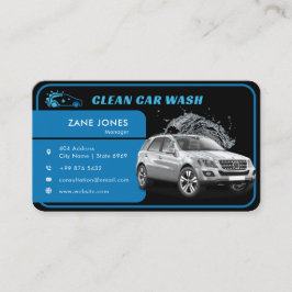 Moderner Autowash | Black Blue Business Card Visitenkarte