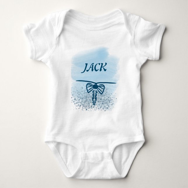 Moderner Baby-Blue-individuelle Name Baby Strampler (Vorderseite)