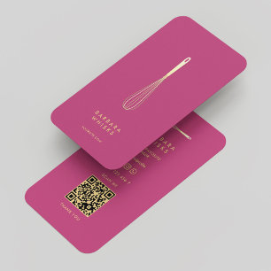 Moderner Bäcker Elegant Pink Gold Whisk Konditorei Visitenkarte