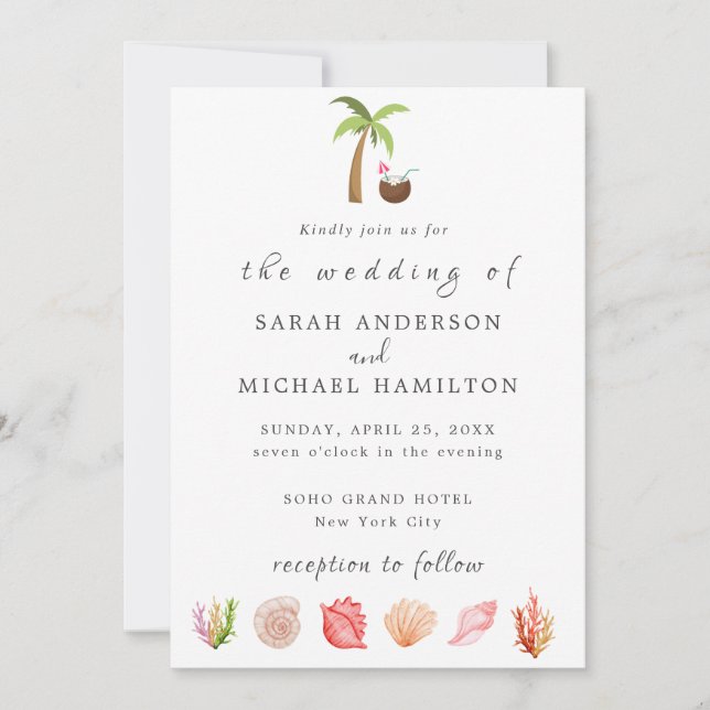 Moderner Badestrand Sommer Beach Einladung (Vorderseite)